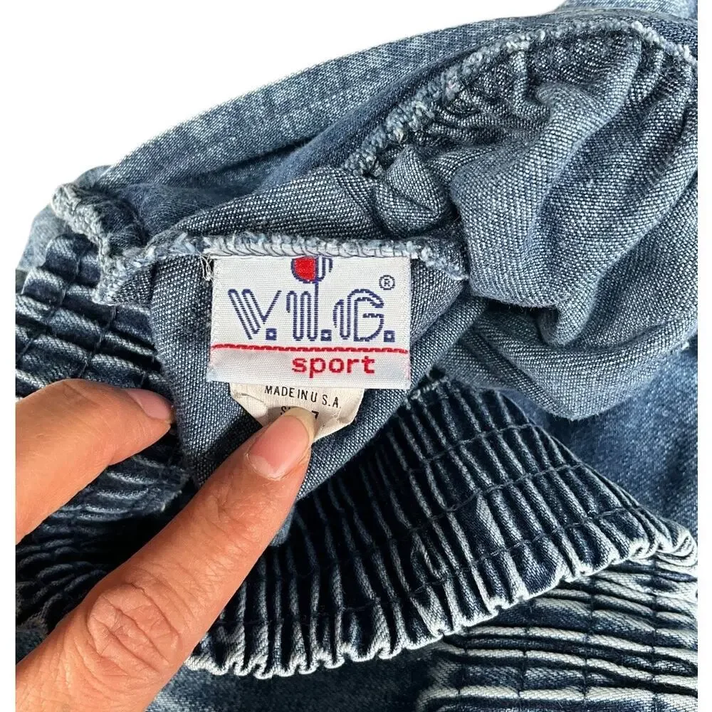 Vintage V.I.G. Sport Denim Mini Skirt Ruffle Hem 90s Acid Wash USA Size 7 Y2K - Picture 7 of 9